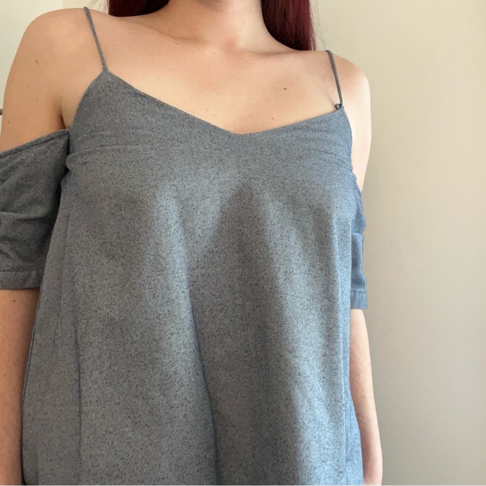 Silence + Noise Women's Denim Blue Off the Shoulder Top